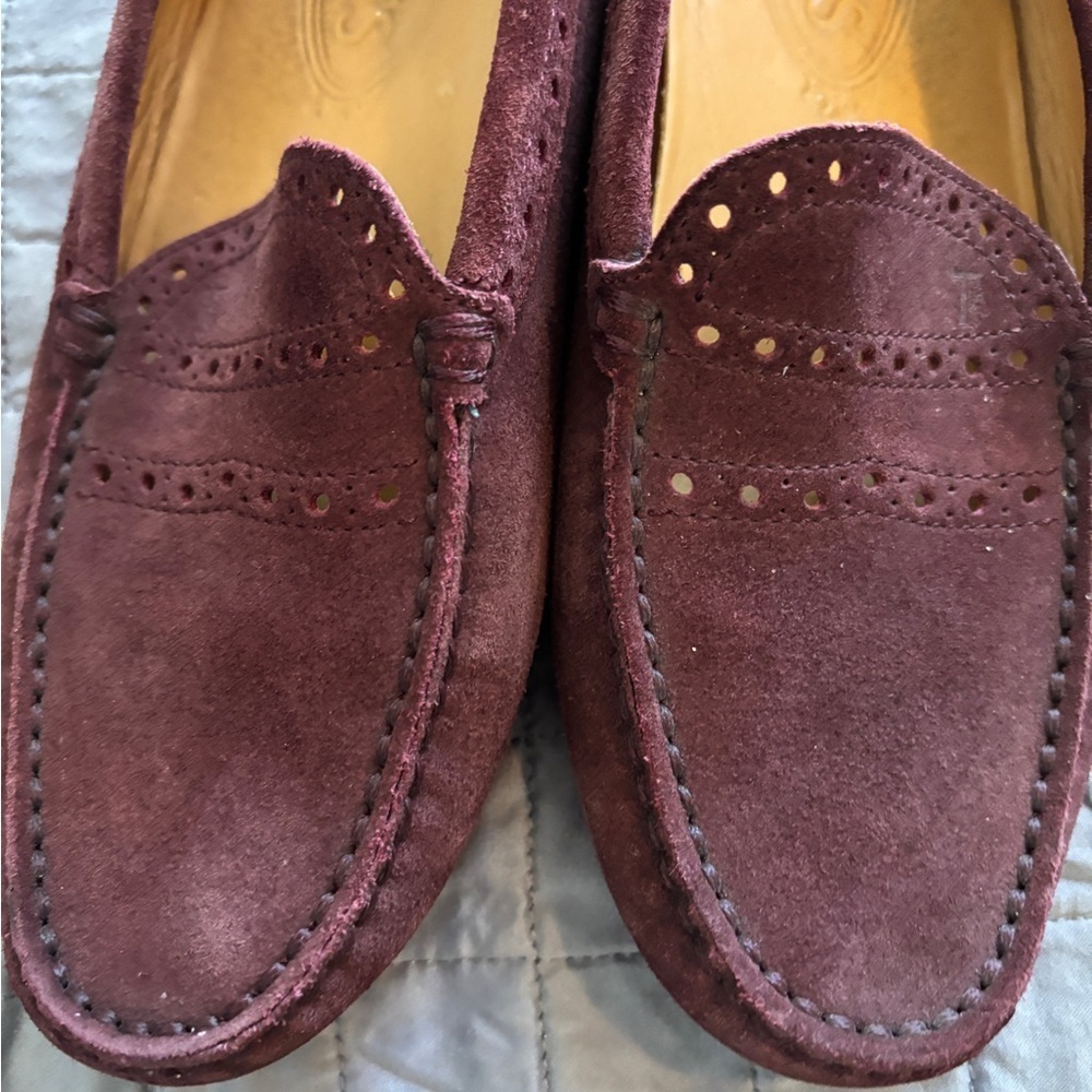 Tod's women’s burgandy Suede Loafers size 39 80s preppy - Picture 6 of 9